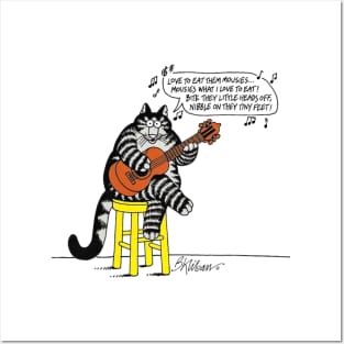 B Kliban Cat Guitar Posters and Art